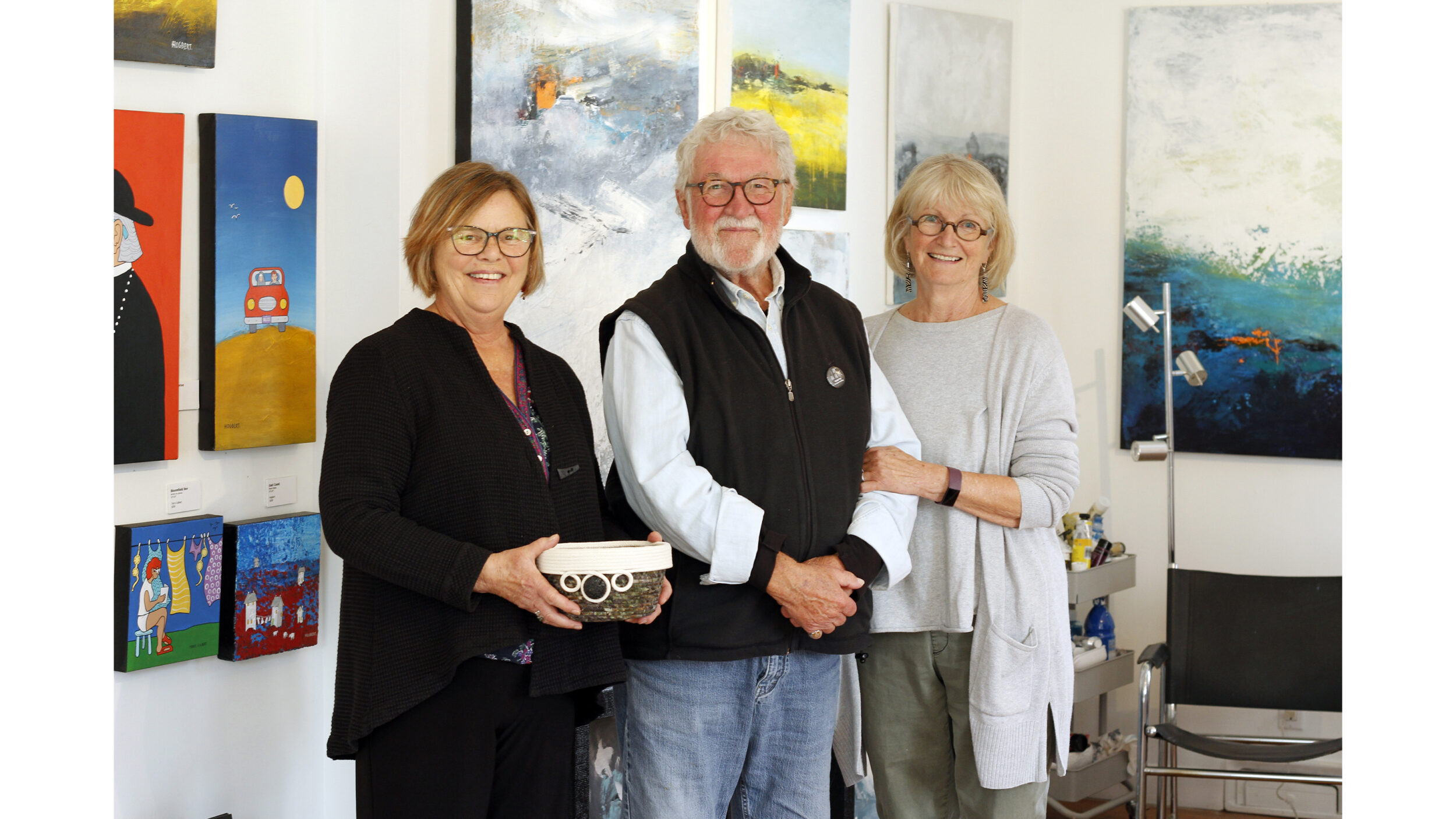 <p>The PEC Studio Tour took place over the weekend across Prince Edward County (PEC). (left) Guest artist Sandra Pim with (middle) artist Terry Culbert and (right) artist Barbara Högenauer working out of County Studio in Ameliasburgh were all part of the Tour. (Desirée Decoste/Gazette staff)</p>
