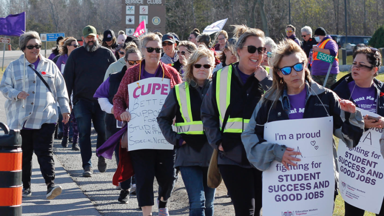 <p>Local CUPE 1022 members avoided the picket lines on Monday but a tentative agreement between their bargaining committee and the province reached Sunday still needs to be ratified. (Desirée Decoste/Gazette Staff)</p>

