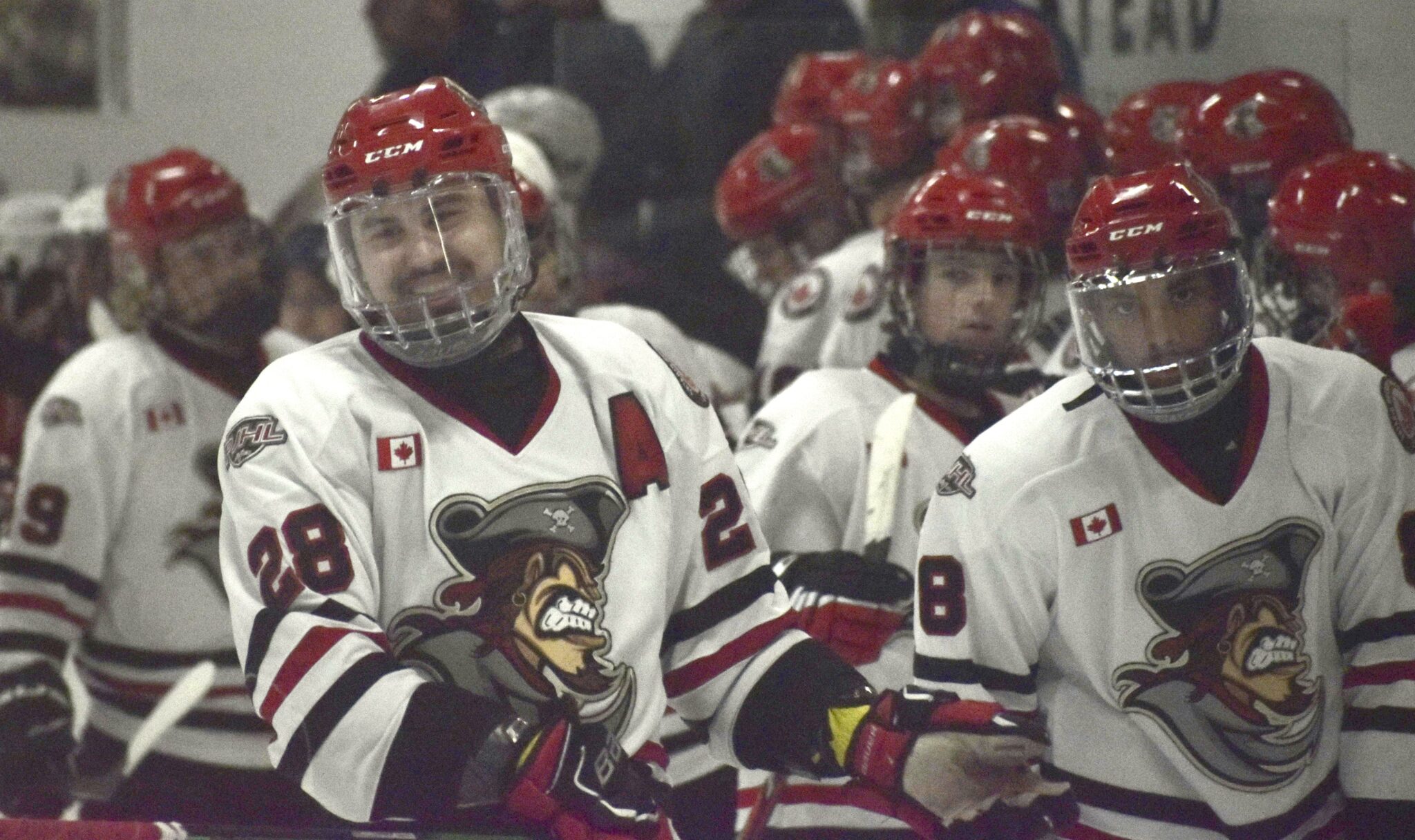 <p>Picton Pirate Jack Dow fired a hat trick in a 5-4 overtime win in Campbellford on Sunday night. (Gazette Staff)</p>
