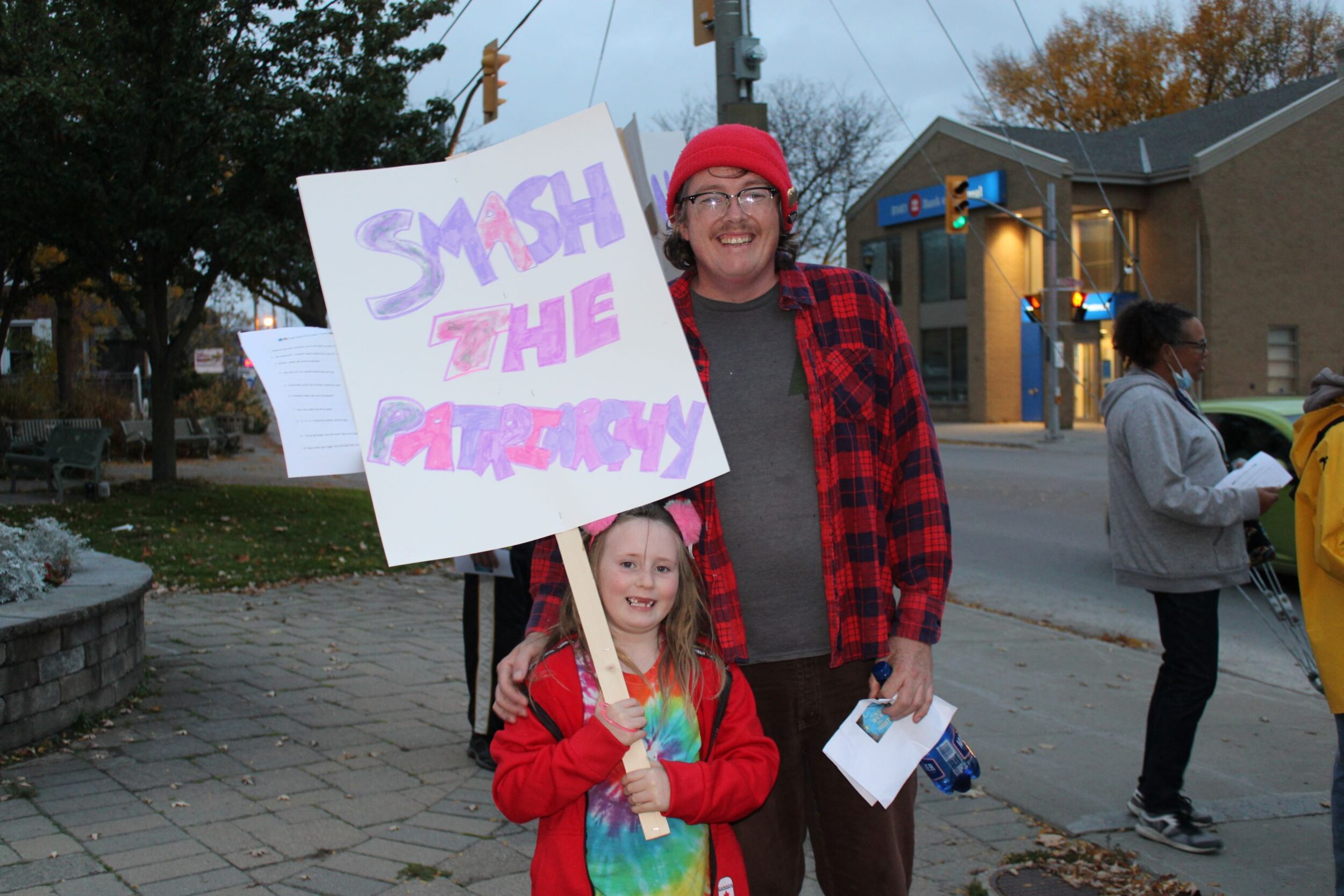 <p>SMASH THE PATRIARCHY- (L-R) Marigold Currie and Alex Currie attend the local TBTN march. (Sarah Williams/Gazette Staff)</p>
