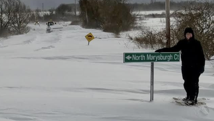 <p>Snow shoe was about the only way of getting around during the Blizzard of 2022 that gripped Prince Edward County this holiday weekend. (Facebook photo)</p>
