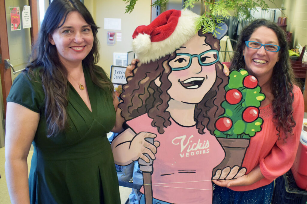 <p>(From Left) Busy Hands co organizers Bay Woodyard and Vicki Emlaw (and the latter’s doppelganger) were all smiles at the local craft show at the Highline Hall on Saturday. The annual, two day home made (with heart) show saw a steady stream of shoppers.  (Jason Parks/Gazette Staff)</p>

