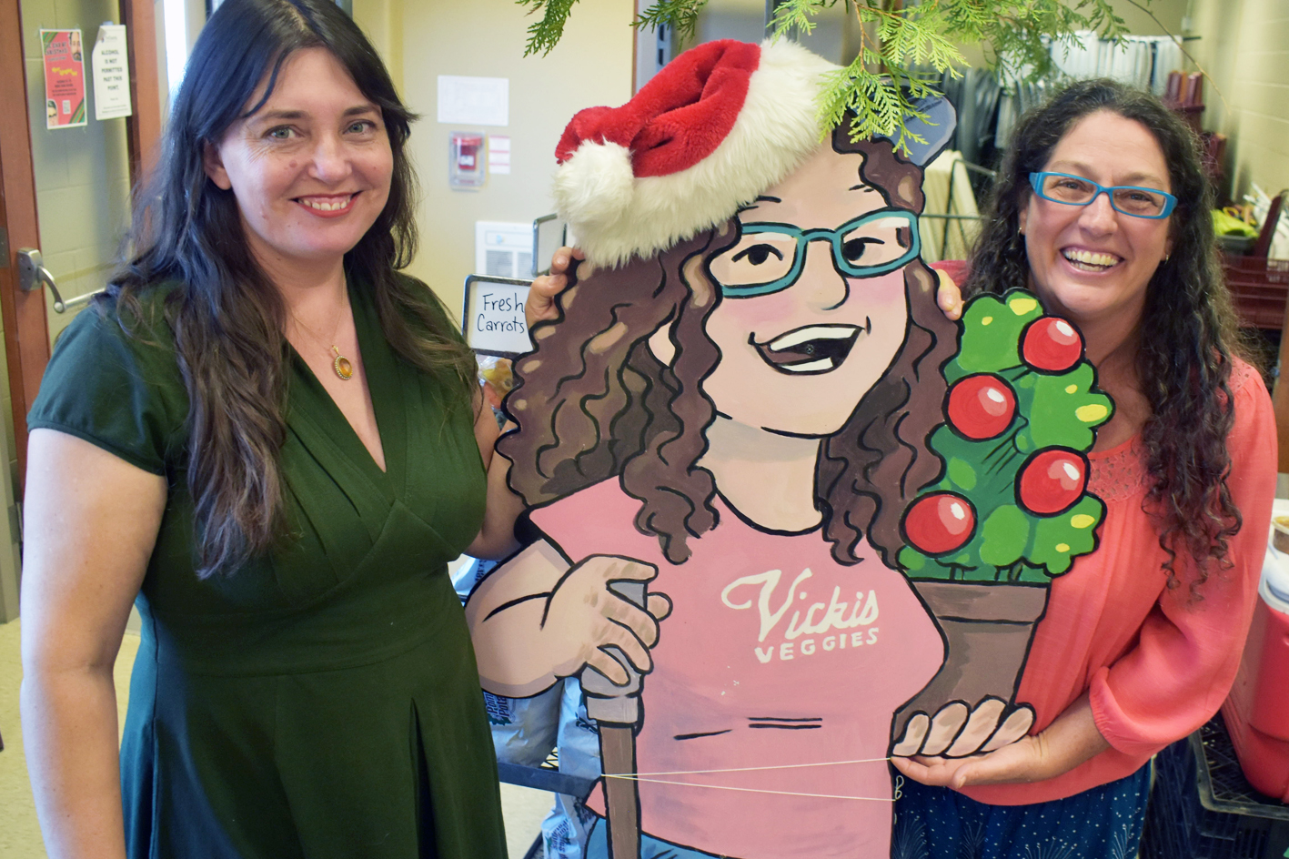 <p>(From Left) Busy Hands co organizers Bay Woodyard and Vicki Emlaw (and the latter’s doppelganger) were all smiles at the local craft show at the Highline Hall on Saturday. The annual, two day home made (with heart) show saw a steady stream of shoppers.  (Jason Parks/Gazette Staff)</p>
