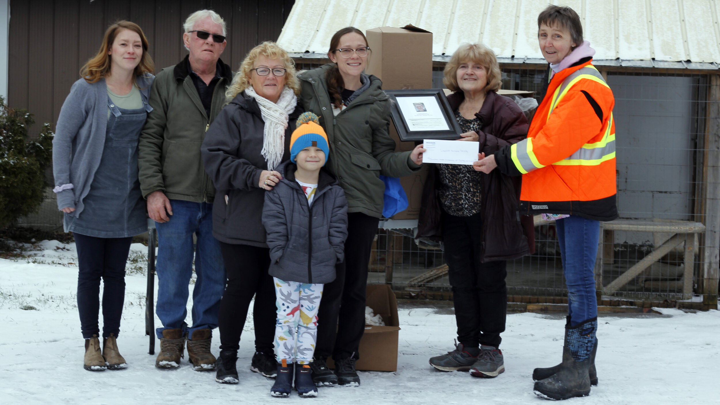 <p>Members of Dalton Williams’ extended family presented the Loyalist Humane Society with a donation from McKesson Canada of Trenton worth  $2,000 to the local animal shelter earlier this month. The company is also contributing to a memorial bench program through Quinte Conservation.  Williams passed in a tragic accident in November, 2022. (Desirée Decoste/Gazette staff)</p>
