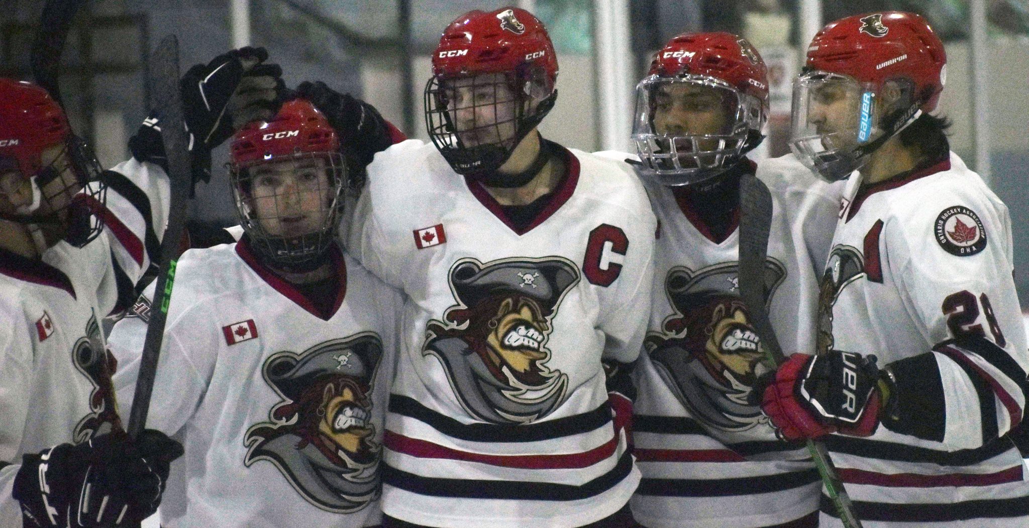 <p>(From Left) Zack Brooks, Cole Stevenson, Landon McLellan, Rheydan McCoy and Jack Dow combined for a third period power play goal Saturday night en route to a 5-1 win over visiting Frankford. (Gazette Staff) </p>
