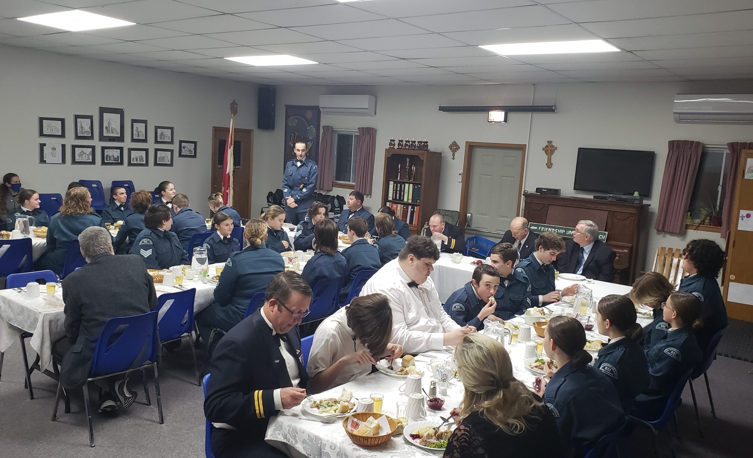 <p>After a three year COVID hiatus, the 851 Royal Canadian Air Cadet Squadron was welcomed to the Demorestville United Church Hall for a Christmas Mess Dinner offered by the Demorestville Women’s Institute Branch. (Submitted Photo)</p>
