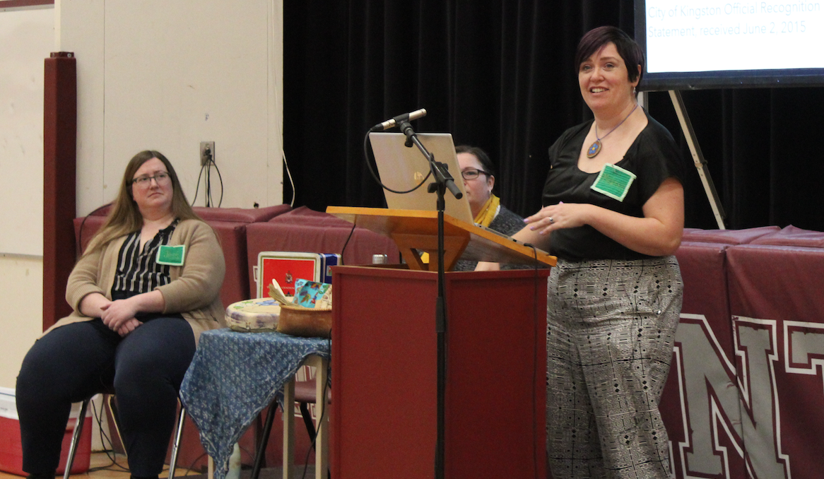 <p>Speaker Melissa Hammell makes a presentation at the Thrive Symposium Saturday at PECI. (Sarah Williams/Gazette Staff)</p>
