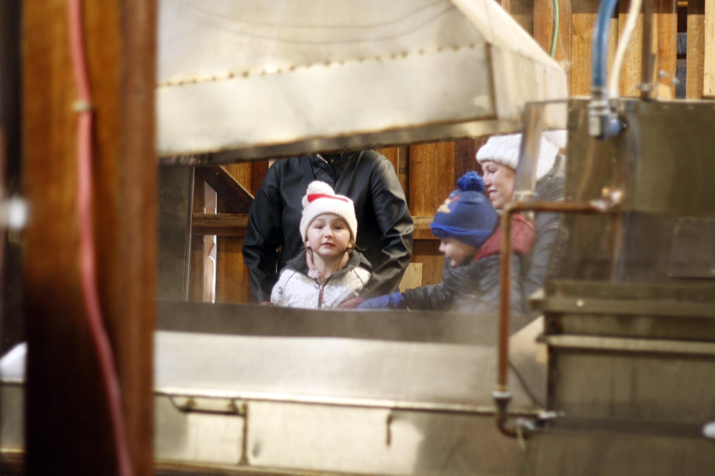 <p>Grace Nadeau peers through the steam at LOHA Farms on Saturday. After a three year hiatus, Maple in the County returned this weekend. (Desirée Decoste/Gazette Staff)</p>
