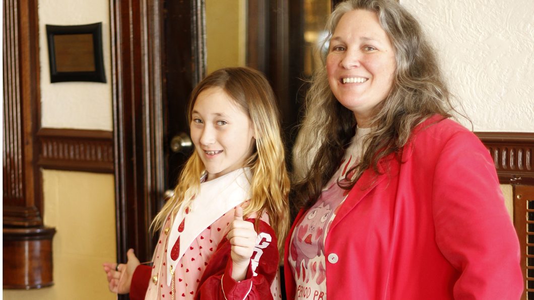 <p>Romona Roblin and Alison Kelly of the  Prince Edward County Period Party. (Desirée Decoste/Gazette Staff)</p>
