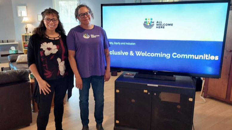 <p>All Welcome Here’s Jessica Lindsay- Sonkin and Judith Burfoot announced the launch of a discussion series on race matters. The first session gets underway March 21. (All Welcome Here photo)</p>
