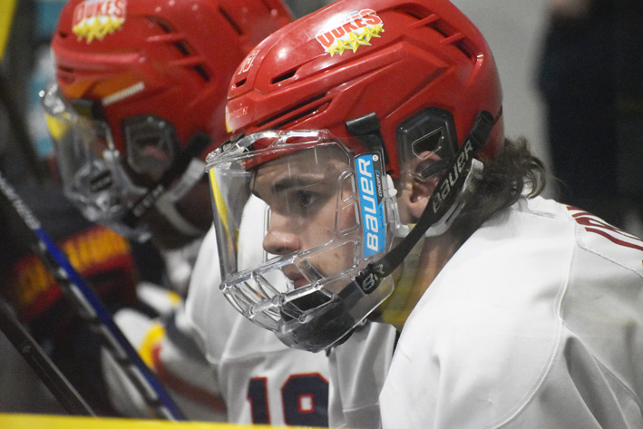 <p>A despondent Barrett Joynt looks on after the Trenton Golden Hawks eliminated the Wellington Dukes from post season contention on Friday. (Jason Parks/Gazette Staff)</p>

