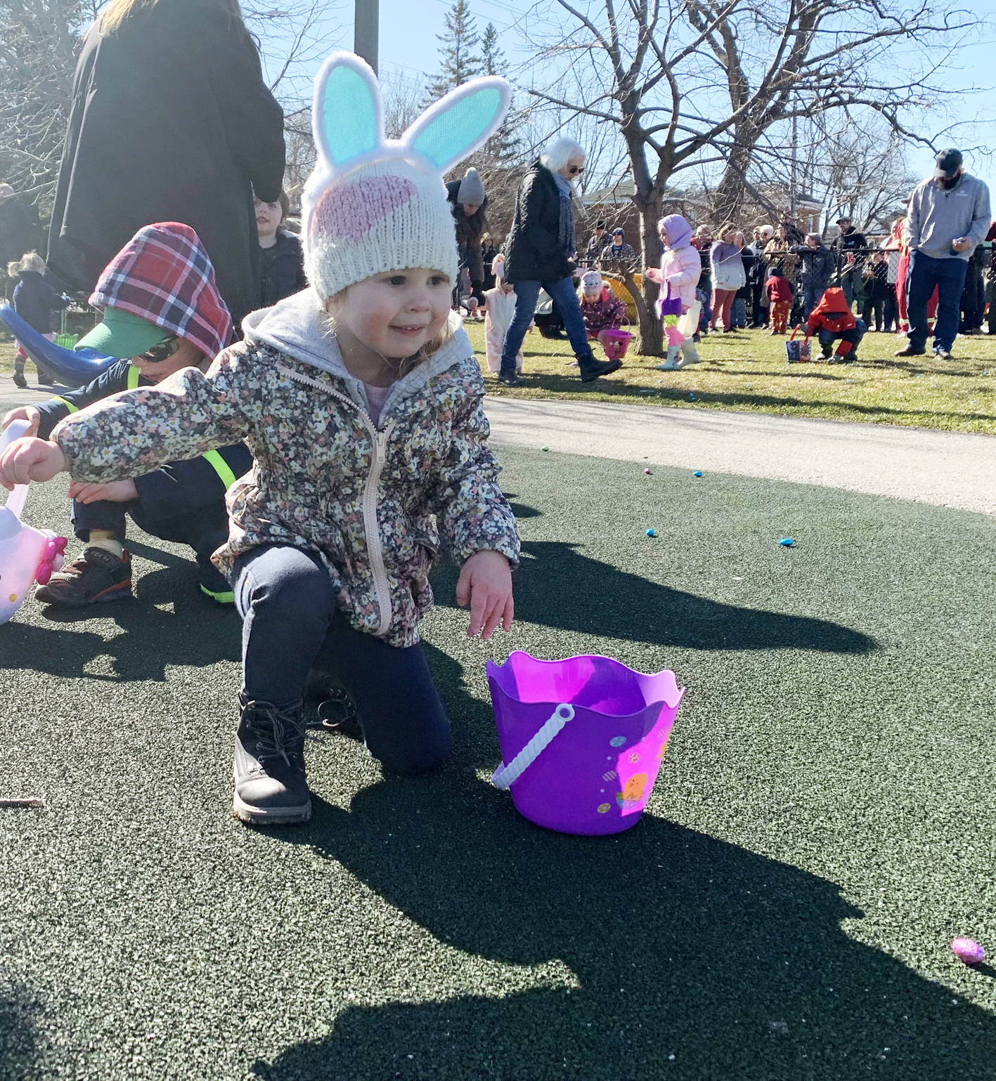 <p>Iralynn Daniels was quick on her toes on Saturday morning at the Picton Firefighter Association’s annual easter egg hunt at the Picton  Fairgrounds. There were several Easter activities for children this weekend. (Jason Parks/Gazette Staff)</p>
