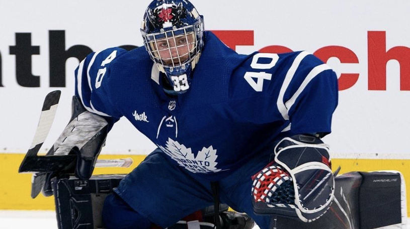 <p>Jett Alexander during warm up Saturday night (Mapleleafs.ca)</p>
