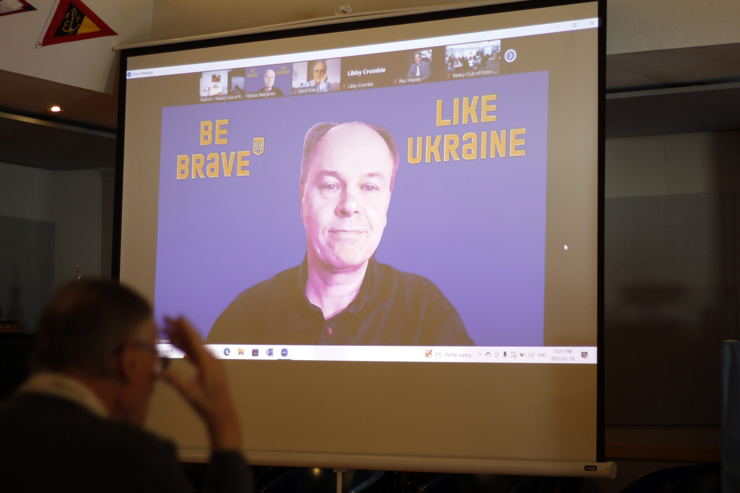 <p>Mykola Stebljanko from Rotary Club District 2232 in Ukraine, via Zoom at the weekly Tuesday meeting of the Rotary Club of Picton. (Desirée Decoste/Gazette staff)</p>
