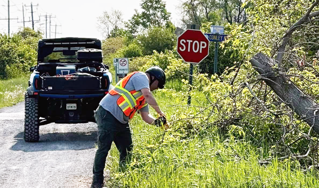 <p>PITCHING IN  Members of the Prince Edward SidexSide/ATV Riders group take to the Millennium Trail to conduct some volunteer brushing and garbage collection. (Facebook photo)</p>

