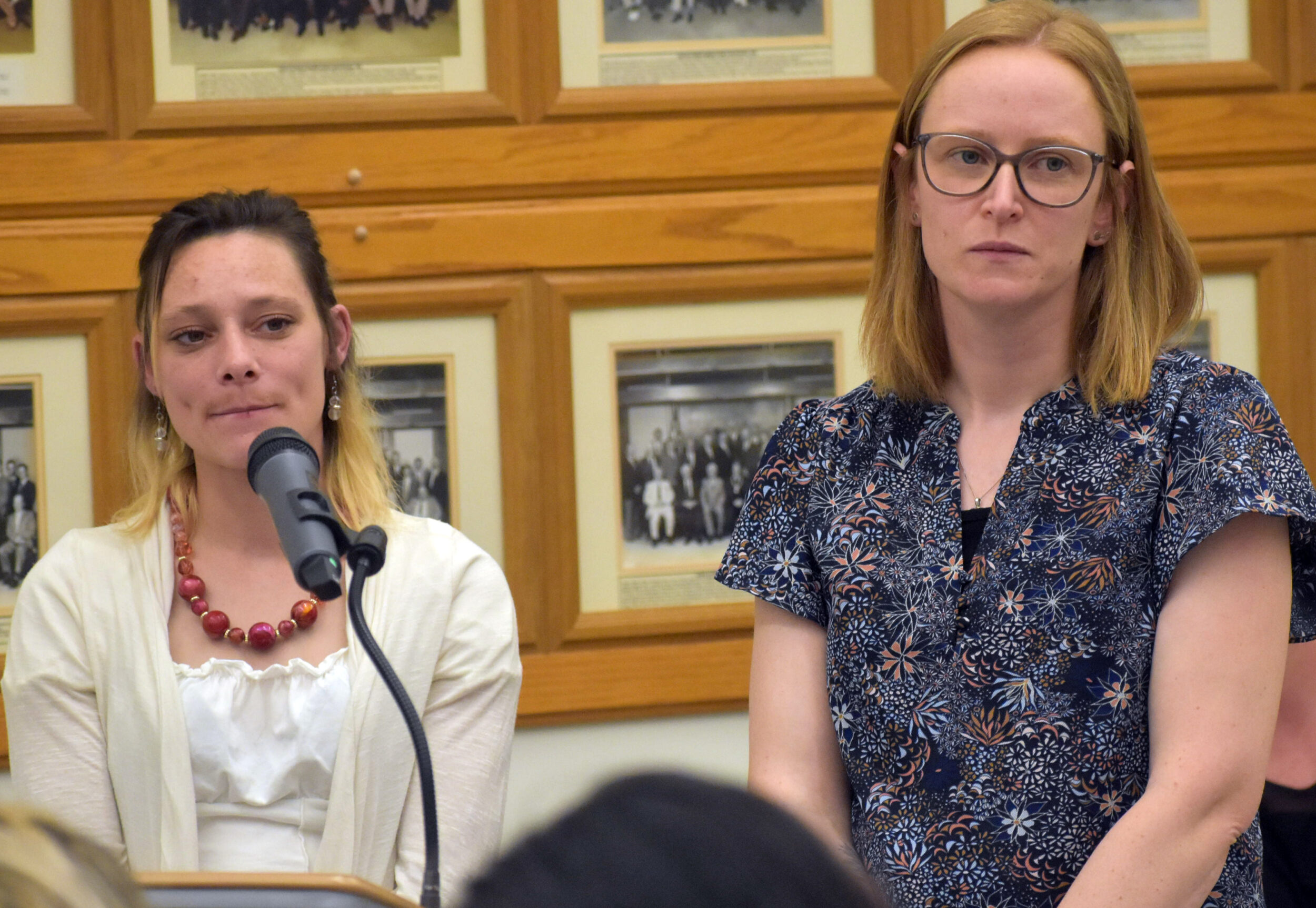 <p>Community members Jerri-Lyn Ostroskie and Jennifer Hunter spoke at Tuesday’s  Council meeting in favour of  motion that will see a prospective sun shade erected at the London Ave. park at Macaulay Village. (Jason Parks/Gazette Staff)</p>
