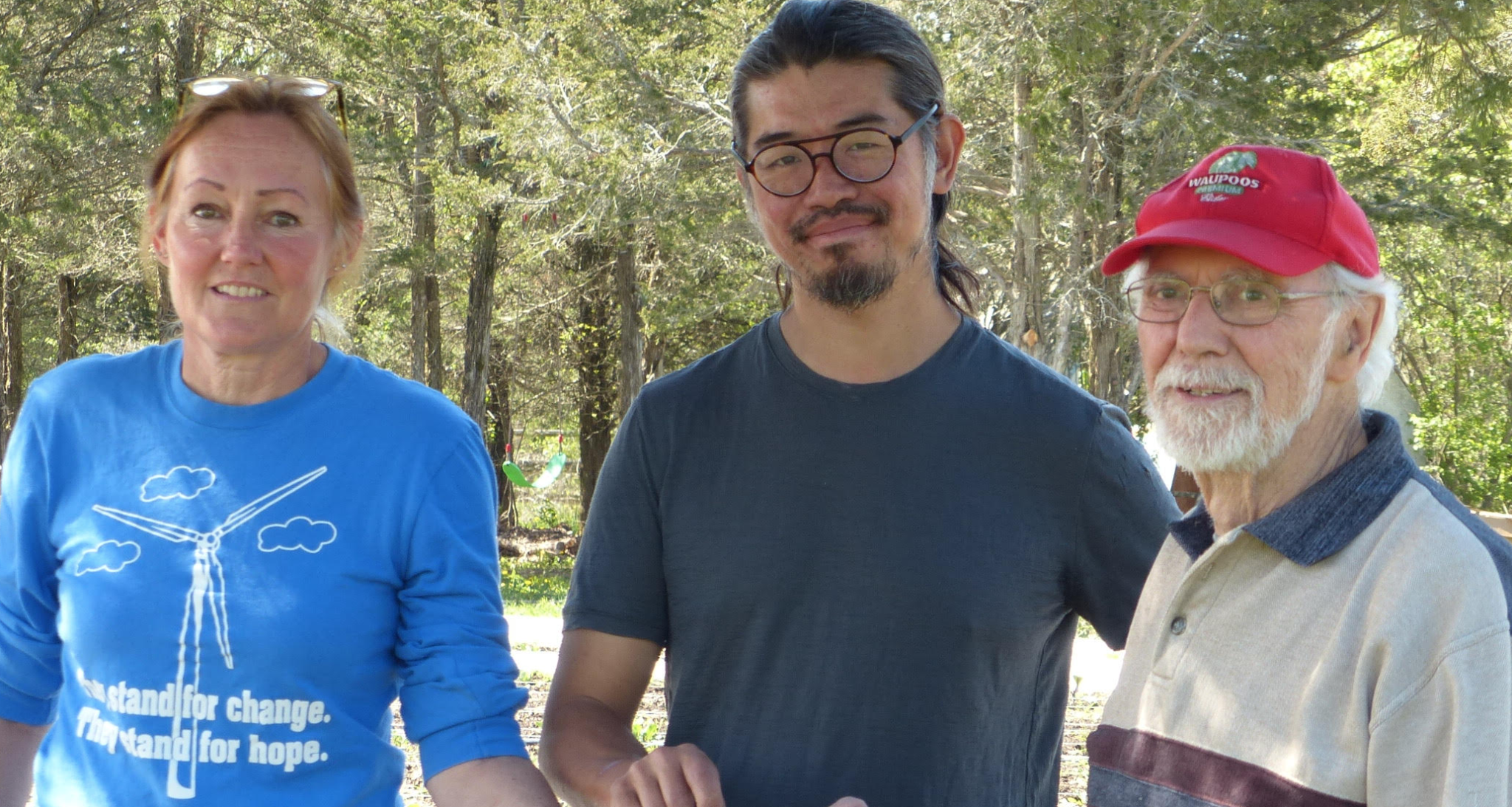 <p>County Sustainability Group members Jennifer Ackerman and Don Chisholm present Hans Ning of Paper Kite Farm a cheque for $1,000. Ning was one of two winners of CSG’s  2023 Ecological Farmer Bursary. (Submitted Photo)</p>
