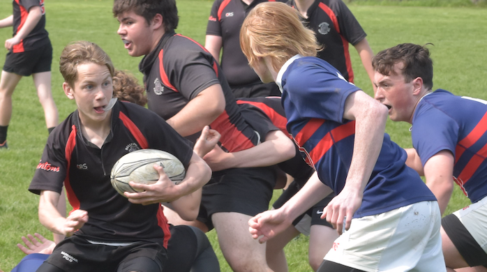 <p>PECI’s Connor Borton had a try and a convert to lead the Jr. Boys Panthers over St. Paul’s on Wednesday. (Jason Parks/Gazette Staff)</p>
