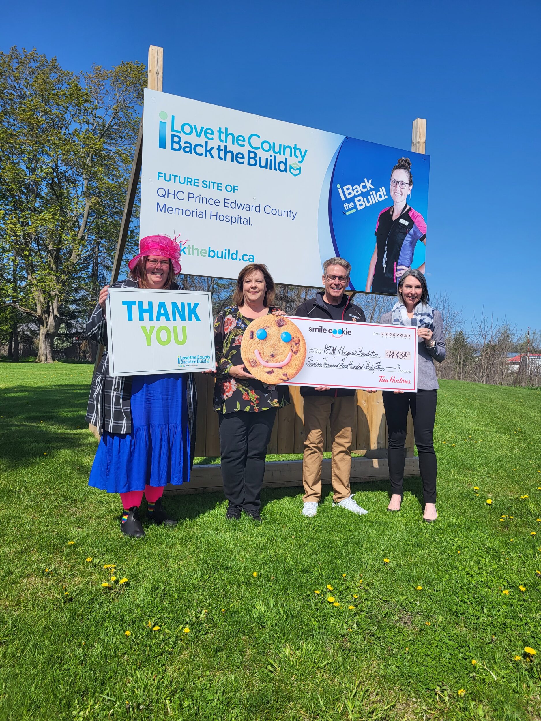 <p>From left: Briar Boyce, senior development officer with the PECMH Foundation,  Nancy Parks, Back the Build campaign chairperson, Paul Massey, store owner of the Picton and Wellington Tim Hortons and Back the Build campaign cabinet member and Shannon Coull, executive director of the PECMH Foundation.<br />
(Abi Sampson for the Gazette)</p>
