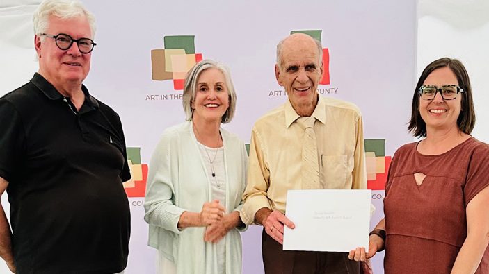 <p>COMMUNITY SPIRIT  (From Left) Laurie Gruer, Monica Klingenberg & (Right) Alysa Hawkins present Bruce Dowdell with the 2023  Community Arts Builder Award. (Submitted Photo)</p>
