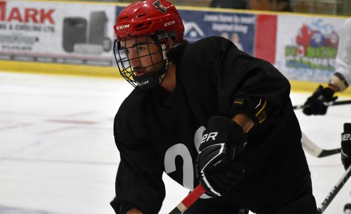 <p>Picton&#8217;s Parker Mattis had two assists in the Pirates 5-2 exhibition win over Campbellford Saturday. (Jason Parks/Gazette Staff)</p>
