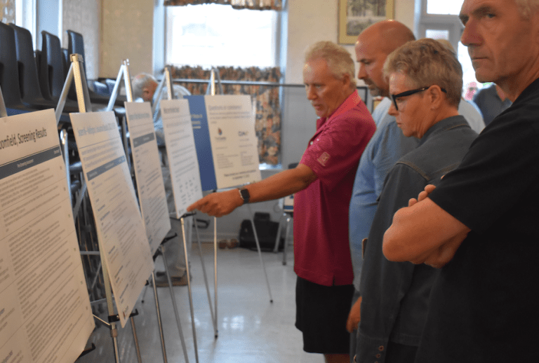 <p>A steady line of local residents checked out information posters at the Regional Water Information Centre. (Jason Parks/Gazette Staff)</p>
