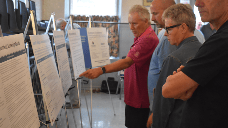 <p>A steady line of local residents checked out information posters at the Regional Water Information Centre. (Jason Parks/Gazette Staff)</p>

