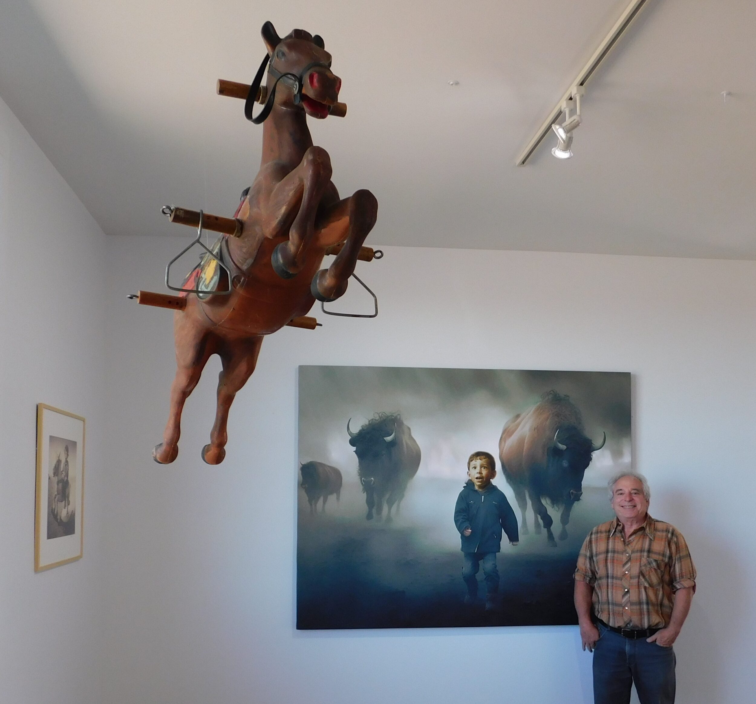 <p>Photographer Howard Goldberg’s solo show “The Rocking Horse Winner” opened at Melt Studio,<br />
Base31, Picton, on September 22. This image is entitled “Wallpaper Lives”. Goldberg wants people to<br />
ask themselves why he chose that title, revealing the concept is the buffalo wallpaper in another of his<br />
images can come alive and be scary. (Joanne Fralick/For the Gazette)</p>
