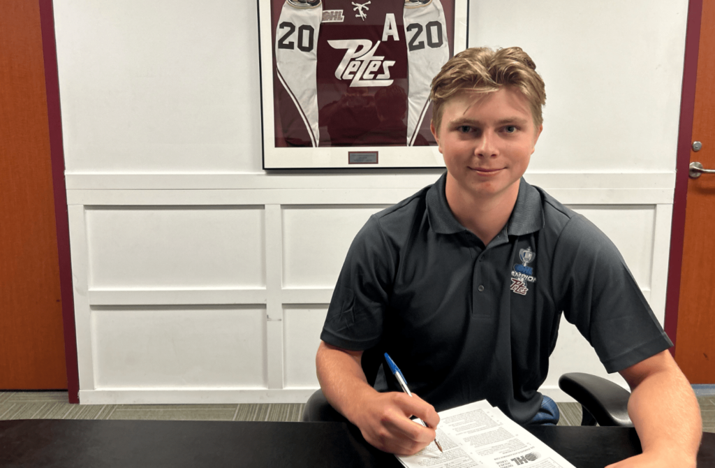 <p>Brody Partridge signed an OHL Scholarship and Development Agreement with Peterborough earlier this month. (Petes photo) </p>
