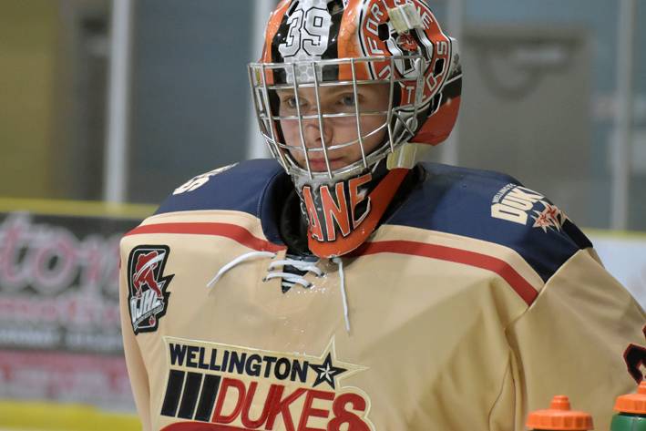 <p>Wellington native Nolan Lane posted a shutout in his OJHL debut in Pickering Sunday night. (Jason Parks/Gazette Staff)</p>
