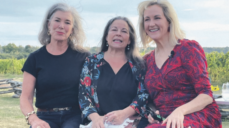 <p>From left Sonja Smits, Signe Langford, and Natalie MacLean at Closson Chase Vineyards September 28. (Karen Valihora/Gazette Staff)</p>
