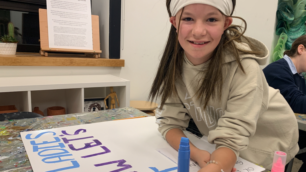 <p>YOUNG VOICES- Jada Morgan creates a poster at the County Arts Lab at the Picton Armoury. (Jason Parks/Gazette Staff)</p>
