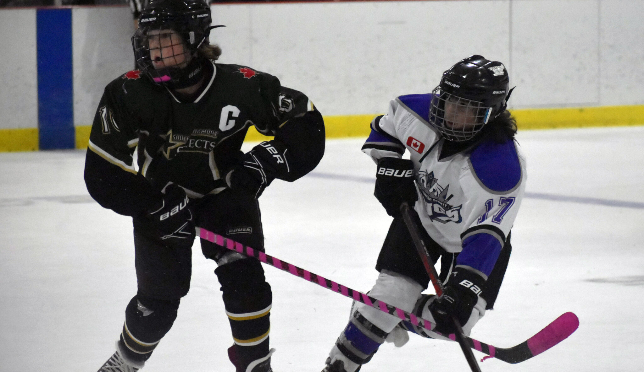 <p>A KING’S RANSOM- (Right) Terra Vista U13 Kings forward Antonio Auciello had two goals in a 4-2 win over Aiden Renaud and his South Stormont Selects Saturday night. (Jason Parks/Gazette Staff)</p>
