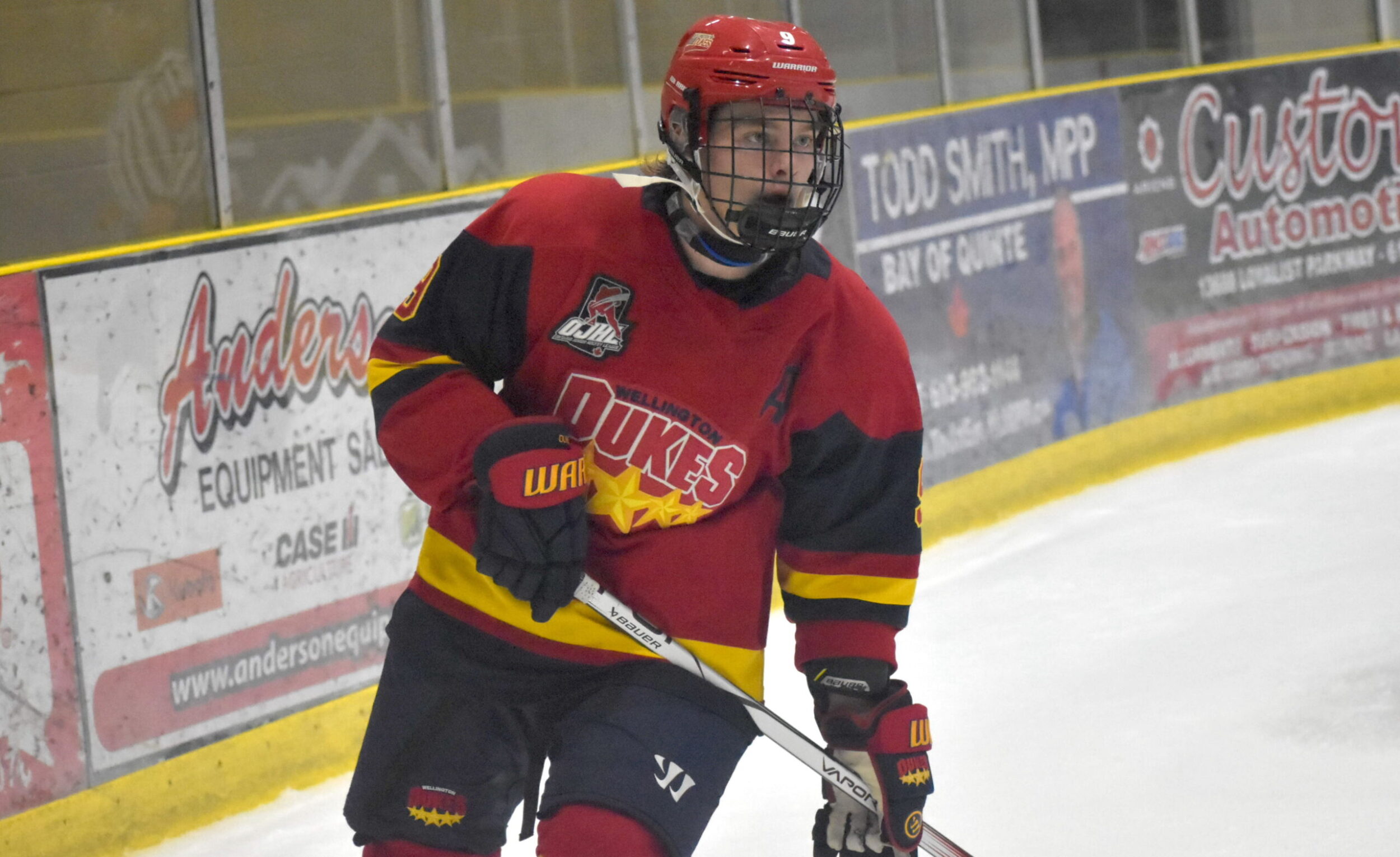 <p>Wellington’s Will Mitchell had the game winning goal in overtime Friday evening as his Dukes shaded the visiting Cobourg Cougars 3-2. (Jason Parks/Gazette Staff)</p>
