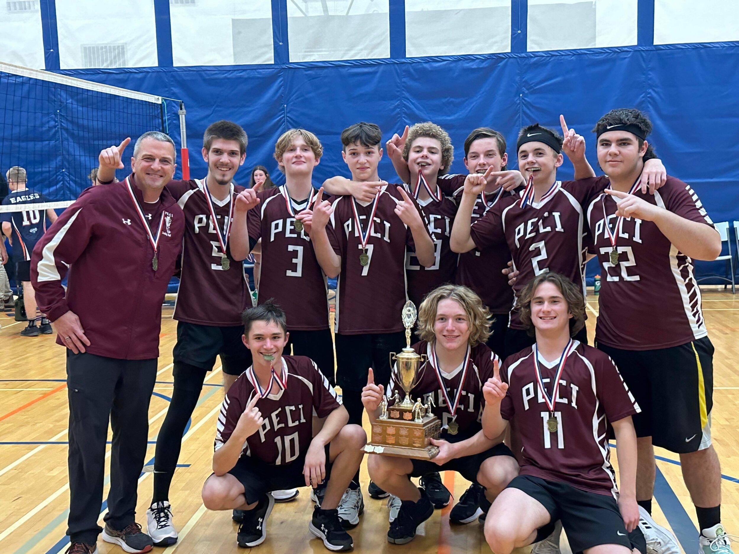 <p>The 2023 Bay of Quinte Jr. Boys Volleyball champions from PECI. were recognized during the athletic awards ceremony. (Jason Parks/Gazette Staff)</p>
