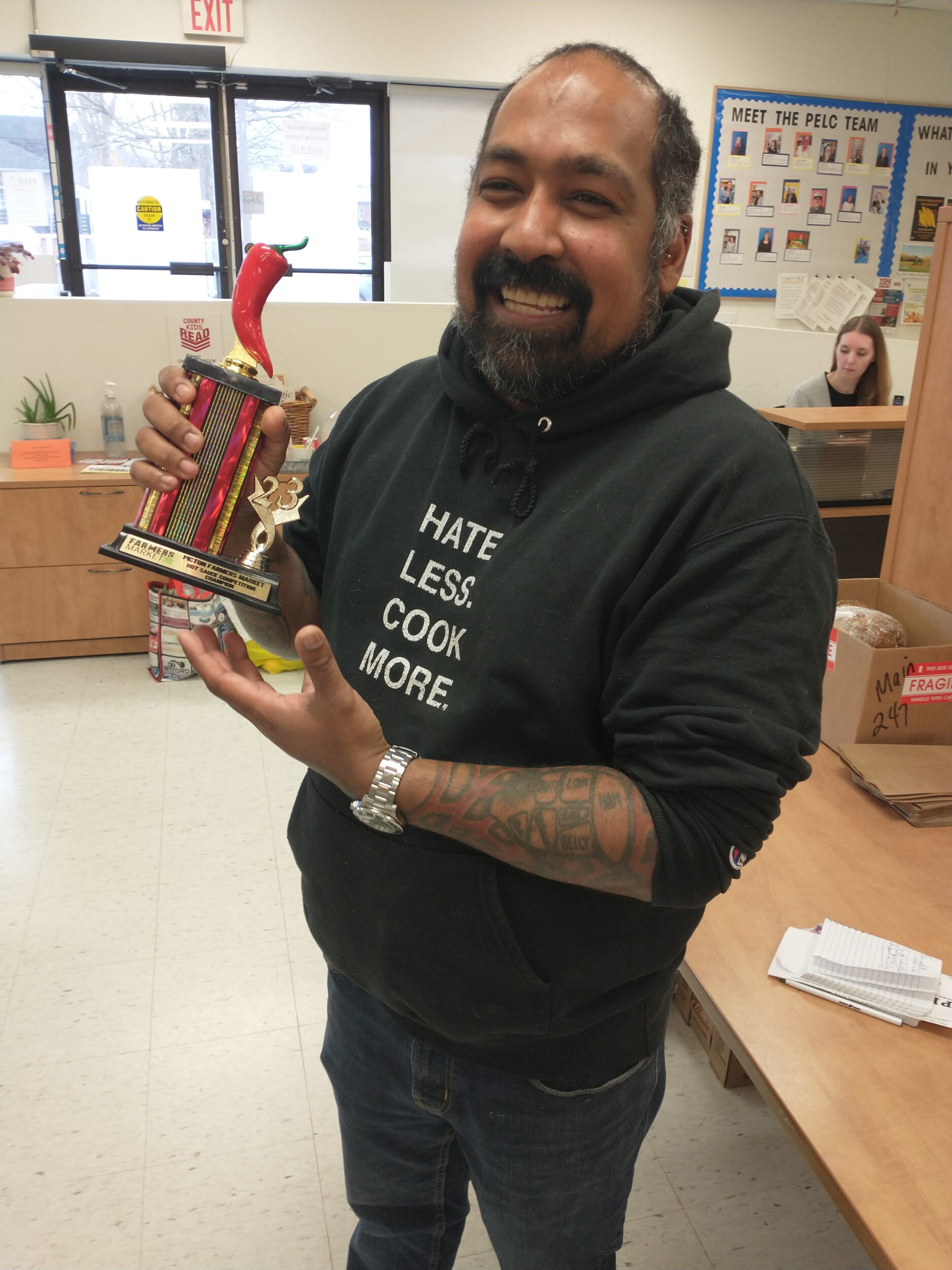 <p>Winner of the 2023 Hot Sauce competition Robin ‘Squiggy’ Dutt (Chris Fanning/Gazette Staff)</p>
