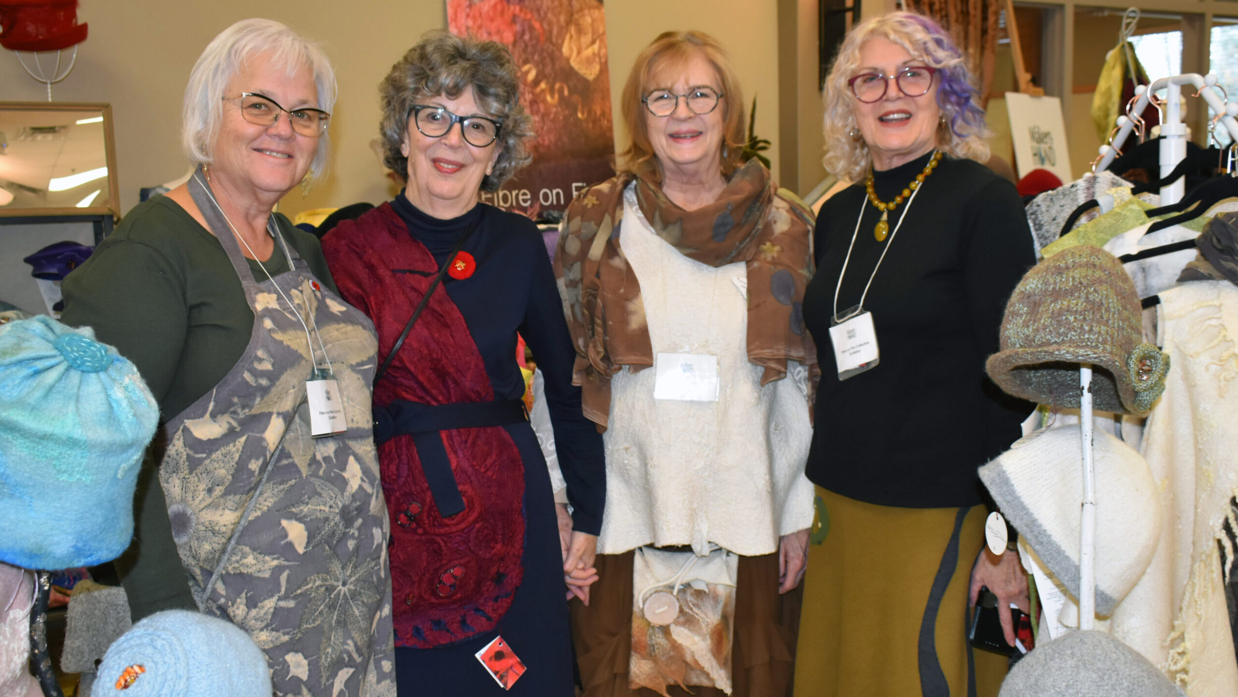 <p>FIT FIBRE- (From left) Debbie Denard, Pauline Dinham, Chris Hall and Carole Falkner are a felting collective from Prince Edward County who make unique wearable art and felt goods. (Jason Parks/Gazette Staff)</p>

