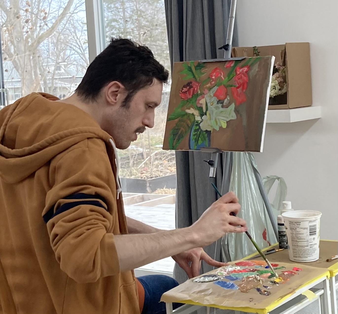 <p>Ethan Weitendorf at the canvas. (Submitted Photo)</p>
