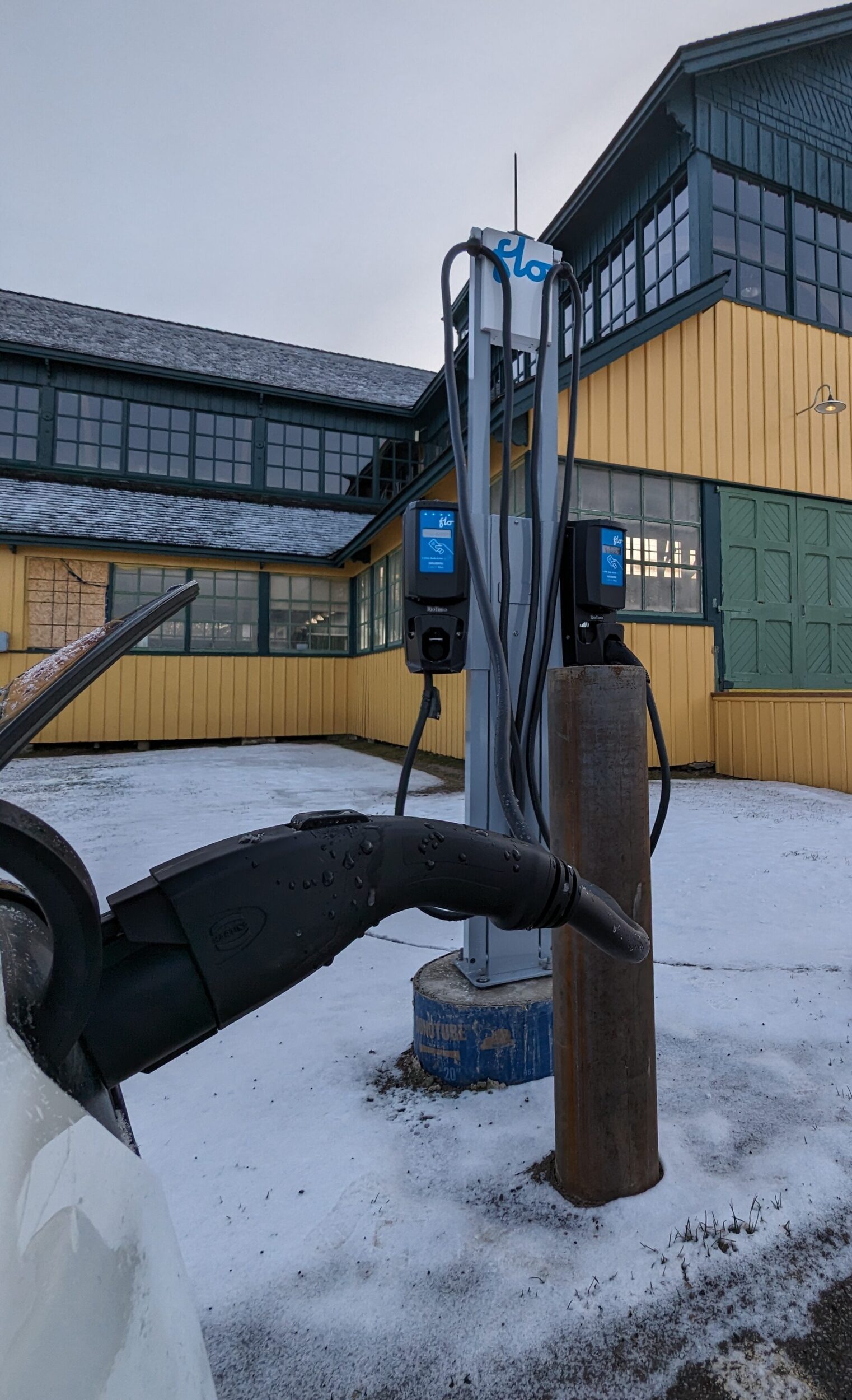 <p>The new and the old: EV Charger (2023) at Picton’s Crystal Palace (1887)</p>
