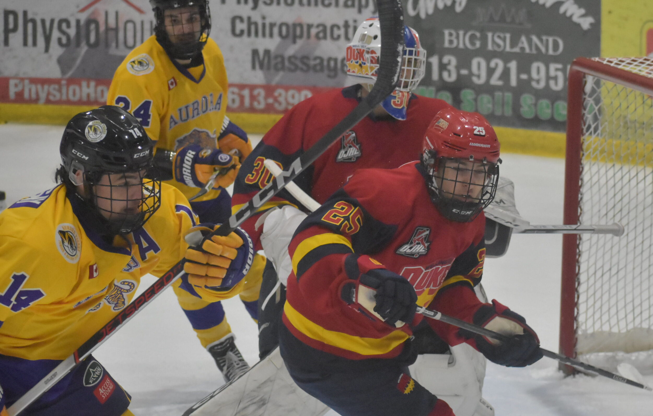 <p>Wellington’s Caleb MacDonald scored his second goal of the season in his club’s 8-1 thrashing of Aurora on Sunday. (Jason Parks/Gazette Staff)</p>
