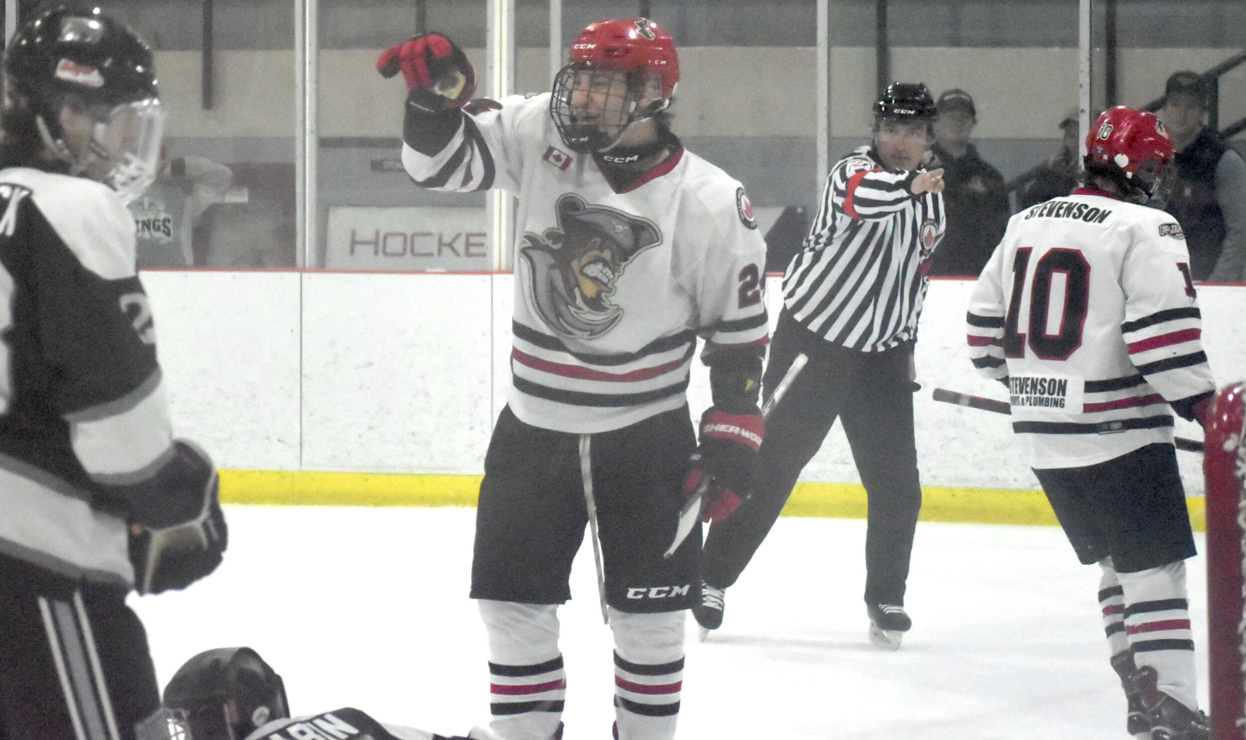 <p>Cole Lavender celebrates his sixth goal of the season Thursday night. (Jason Parks/Gazette Staff)</p>
