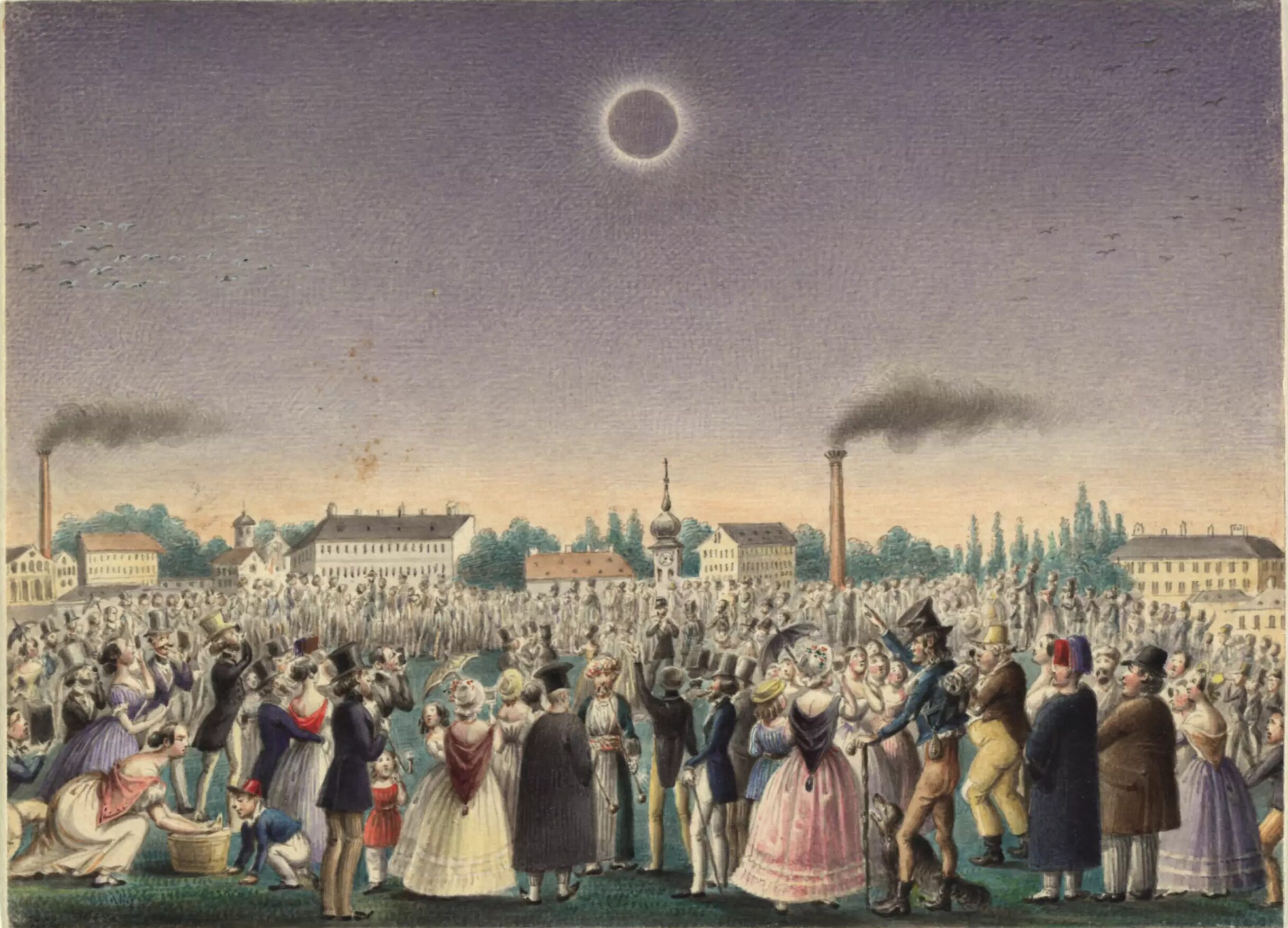 <p>Johann Christian Schoeller (1782—1851), “Sonnenfnsternis, 8. Juli 1842” (water colour, paper). (Photo: Wien Museum)</p>
