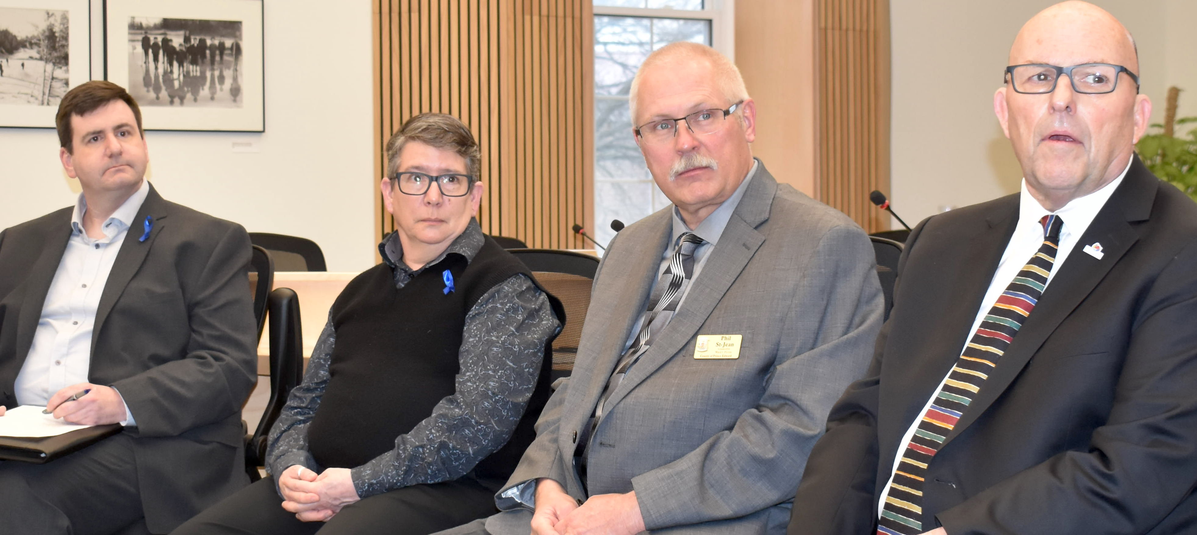 <p>County of Prince Edward Director of Housing Adam Goheen, Affordable Housing Supervisor Elis Ziegler,<br />
Councillor Phil St. Jean and Mayor Steve Ferguson. (Jason Parks/Gazette Staff)</p>
