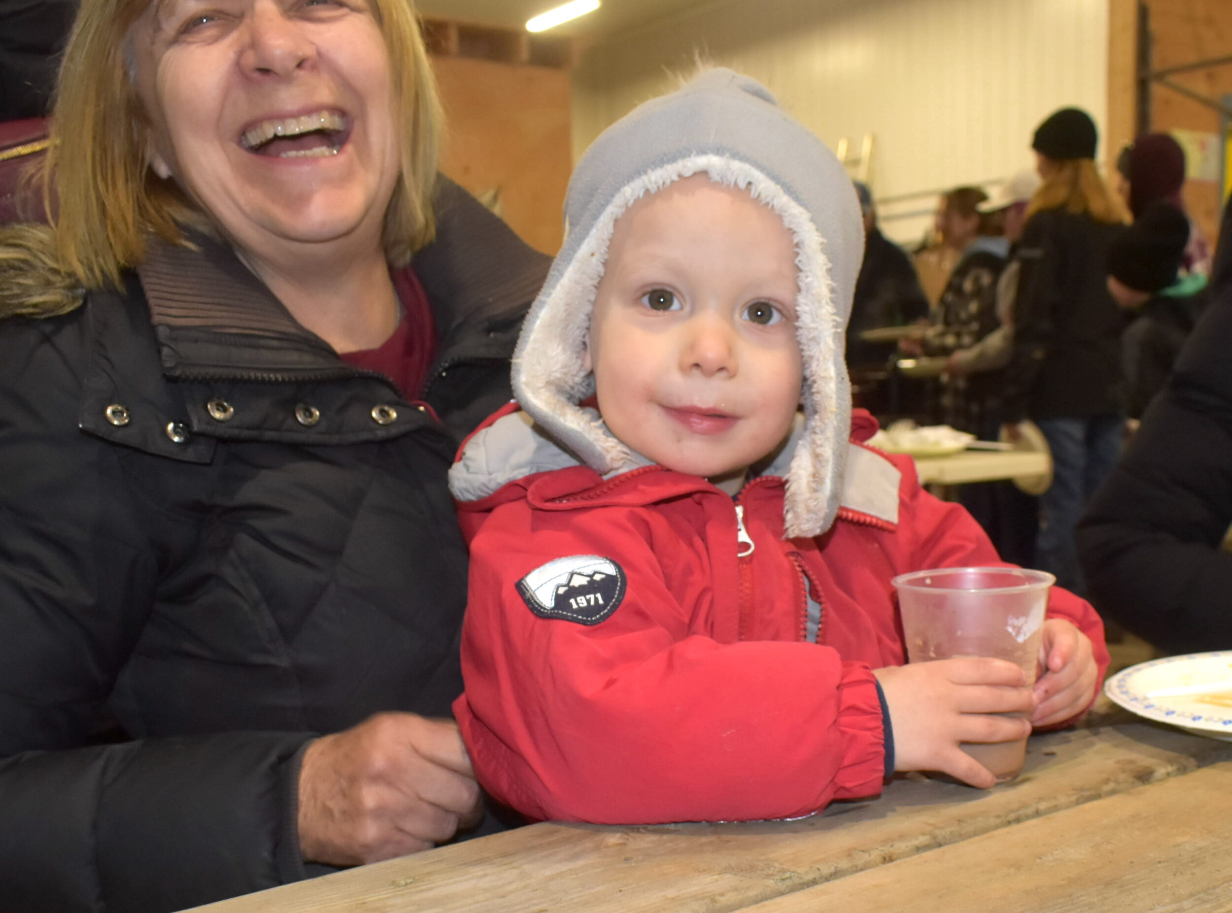 <p>Jacob Menzies couldn’t help but smile after a pancake breakfast at LOHA Farms on Saturday. (Jason Parks/Gazette Staff)</p>
