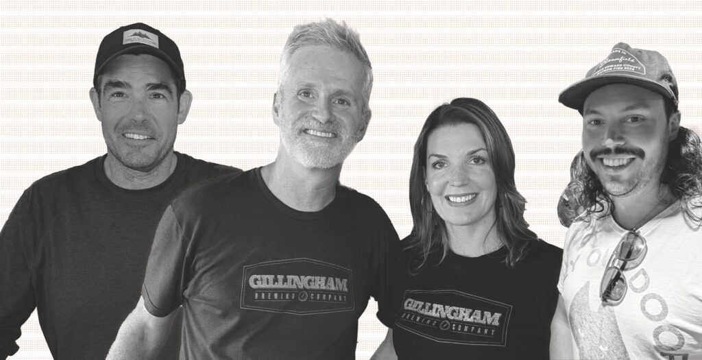 <p>Ryan Kreutzwiser (Lake on the Mountain), Andrew and Christine Gillingham (Gillingham’s), Justin da Silva (Matron) [Photos: Chris Fanning; Collage: Natalie Piper]</p>
