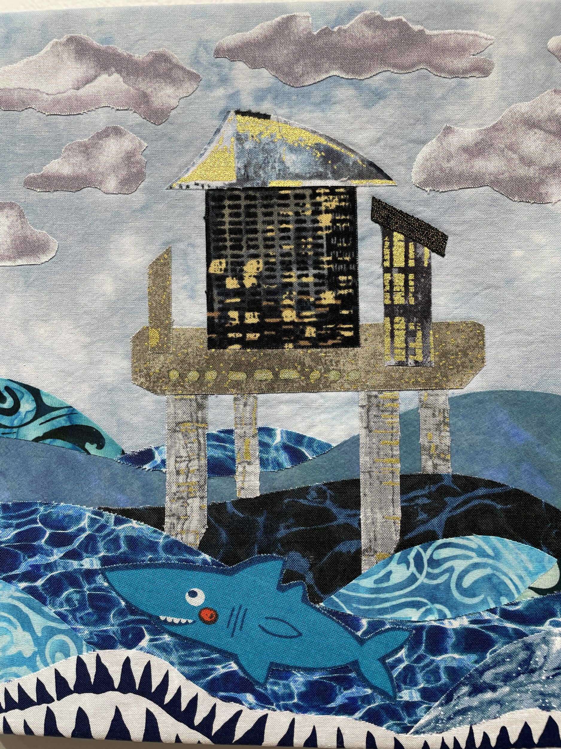 <p>RIGGED, by Veronique Rousseau. Decoupage on canvas (10×10).</p>
