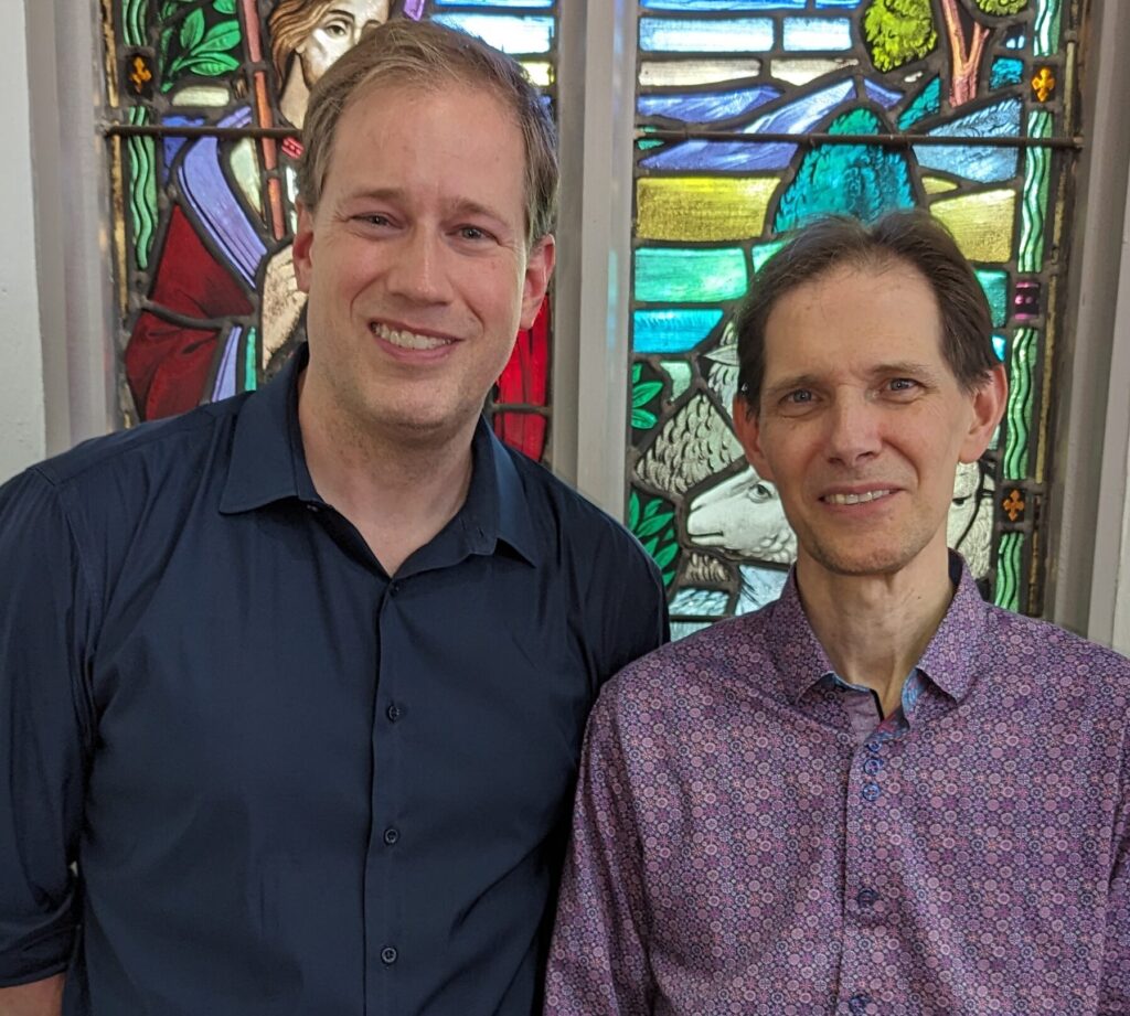 <p>Jonathan Crow and Paul Marleyn, outgoing and incoming Artistic Directors of the PEC Chamber Music Festival</p>
