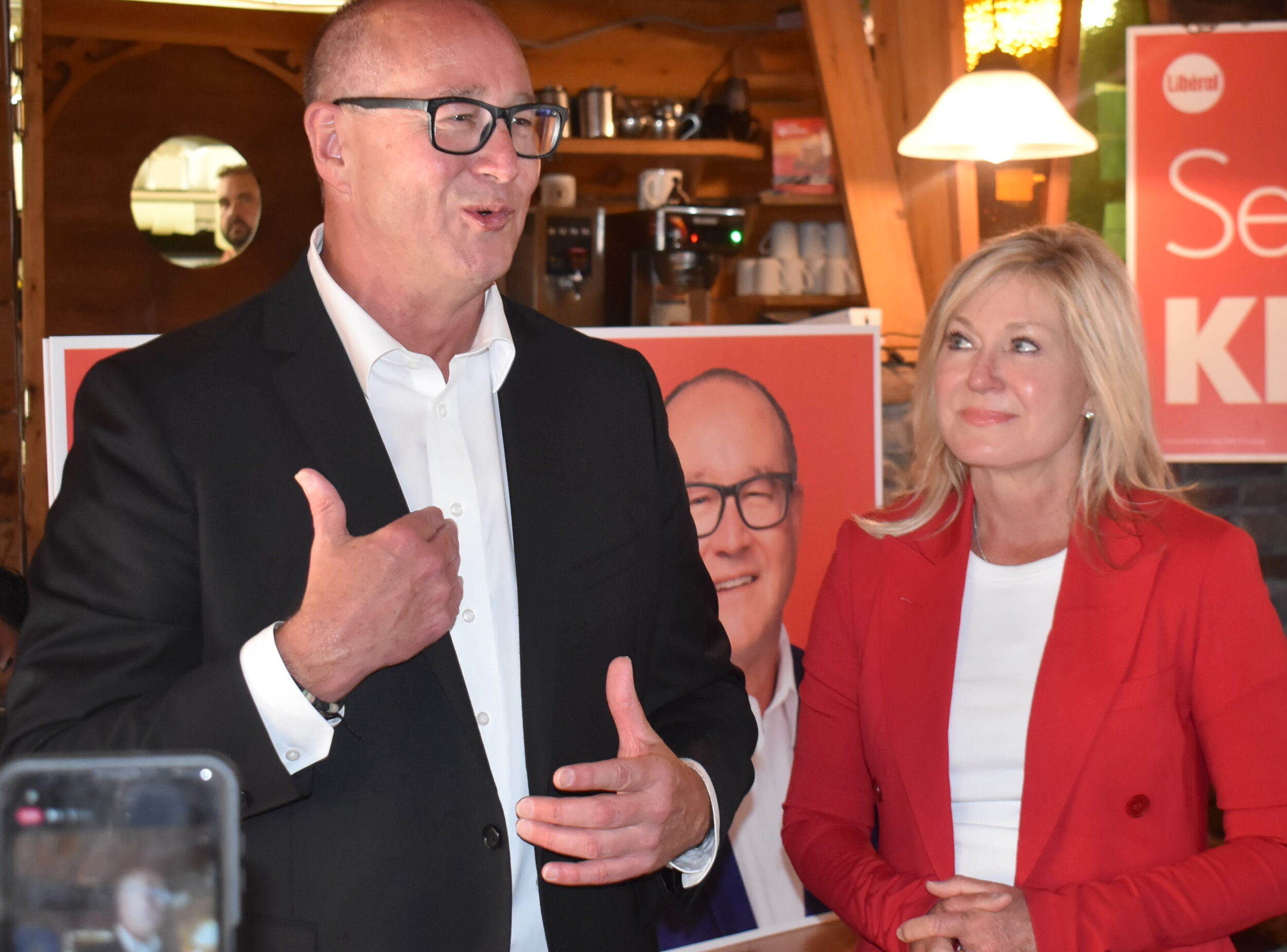 <p>Bay of Quinte Liberal candidate Sean Kelly and party leader Bonnie Crombie spoke to an enthusiastic crowd at the Boathouse restaurant in Belleville last week. (Jason Parks/Gazette Staff)</p>
