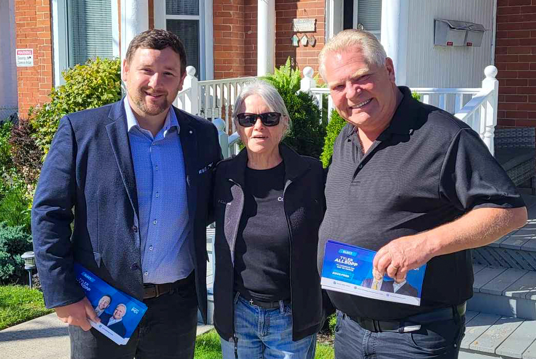 <p>Bay of Quinte PC candidate Tyler Alsopp was joined by Premier Doug Ford on the campaign trail in Belleville on Labour Day weekend. (Supplied Photo)</p>
