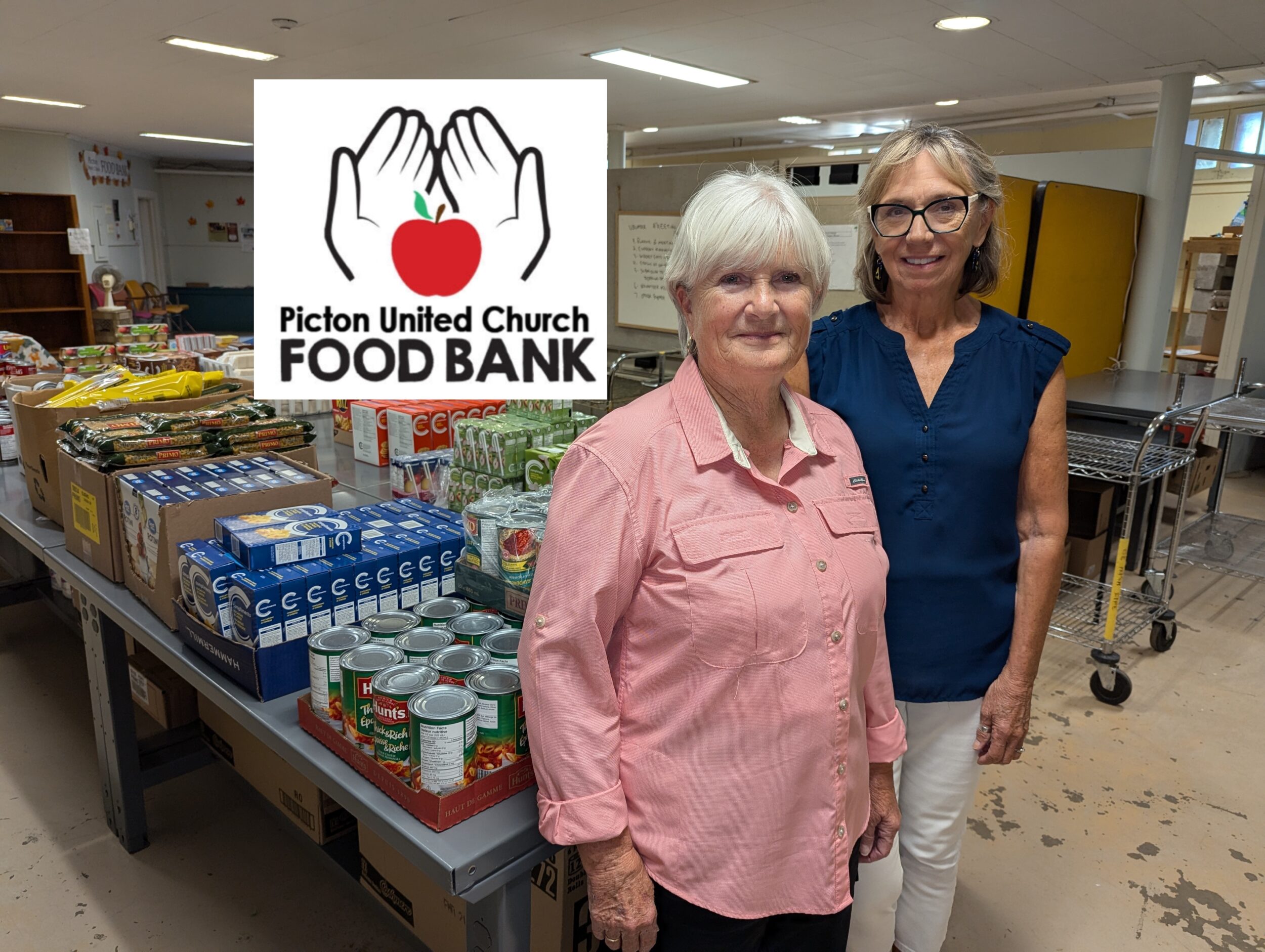 <p>Seona Halsey and Sandy Bowser of the Picton United Church Food Bank (Photo: Chris Fanning)</p>
